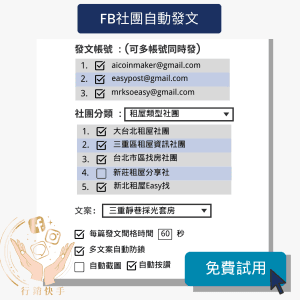 臉書FB自動發文機器人-使用步驟是意圖